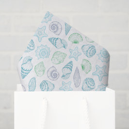 Papel de seda con conchas, Decoupage de playa cost