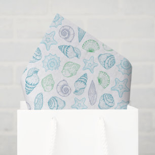 Papel de seda con conchas, Decoupage de playa cost
