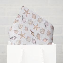 Papel de seda con conchas, Decoupage Playa Costera
