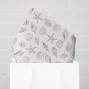Papel de seda con conchas, Decoupage Playa Costera