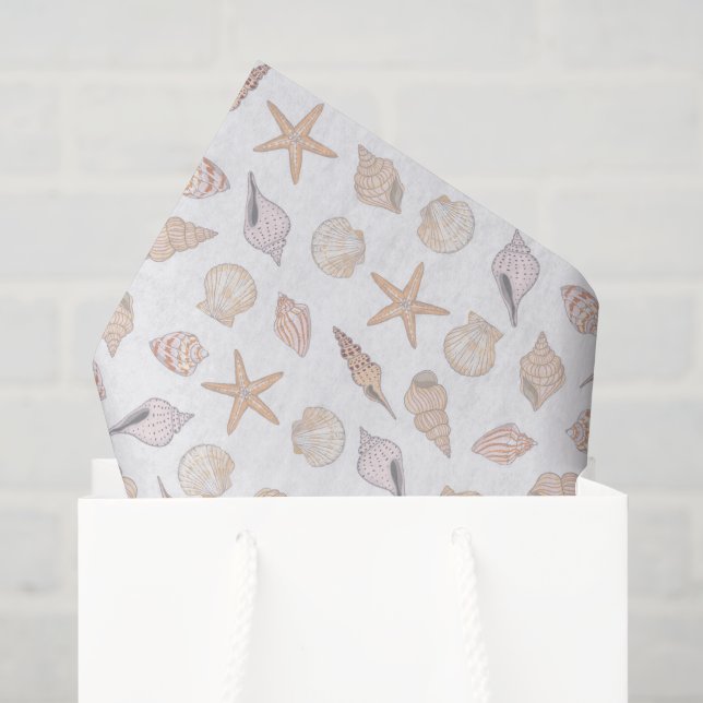 Papel de seda con conchas, Decoupage Playa Costera (Bolsa de regalo)