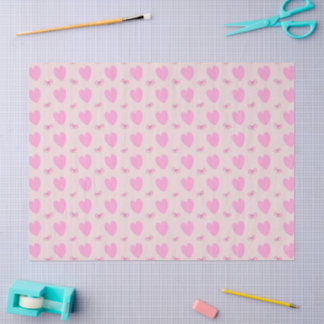 Papel de seda con corazones y lazos rosas lindos