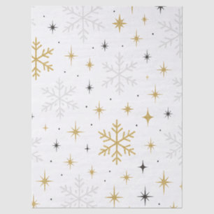 Papel de seda con destellos de copo de nieve blanc