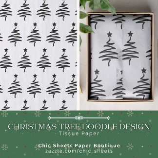 Papel de seda con diseño de garabato de árbol de N