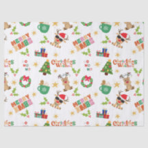 Papel de seda con diseño navideño alegre para rega
