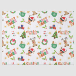 Papel de seda con diseño navideño alegre para rega