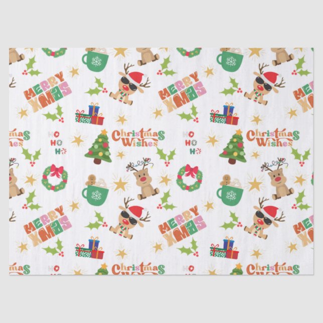 Papel de seda con diseño navideño alegre para rega (Anverso)