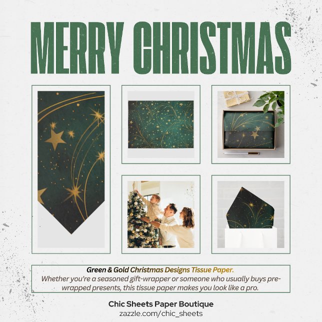 Papel de seda con diseños de Navidad en verde y do (Subido por el creador)