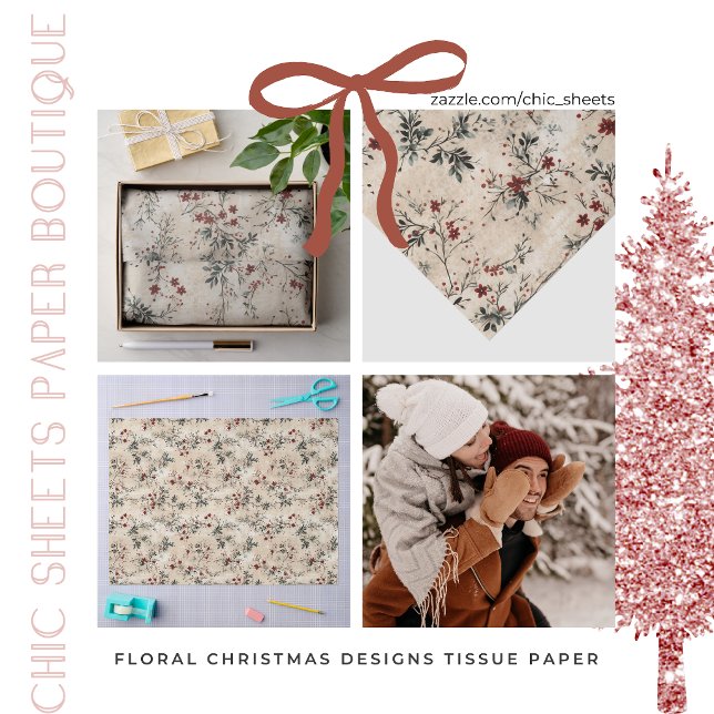 Papel de seda con diseños florales de Navidad (Subido por el creador)