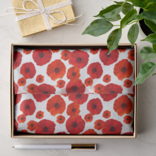 Papel de seda con estampado de amapolas rojas