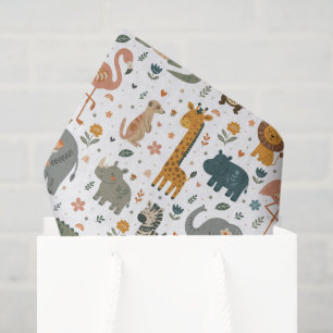 Papel de seda con estampado de animales de safari