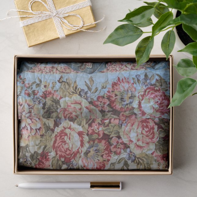 Papel de seda con estampado de colcha floral (Regalo )