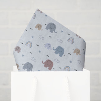 Papel de seda con estampado de guardería de elefan