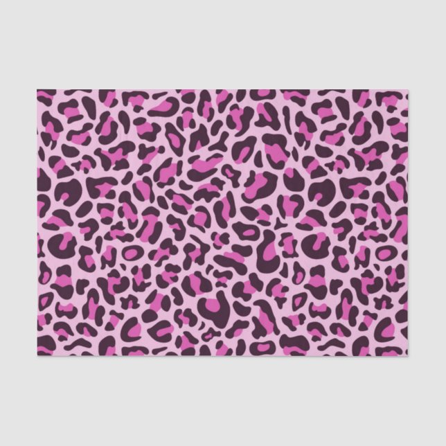 Papel de seda con estampado de leopardo rosa decou (Anverso)