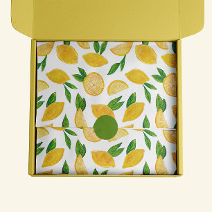 Papel de seda con estampado de limón cítrico