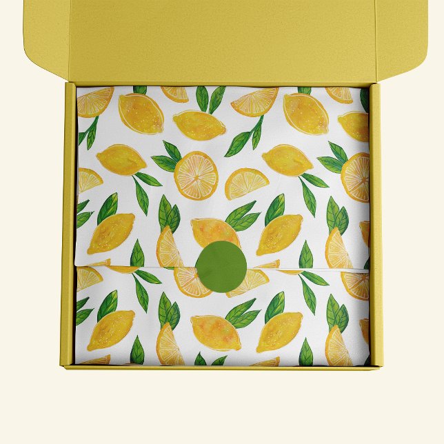 Papel de seda con estampado de limón cítrico (Lemon pattern tissue paper)