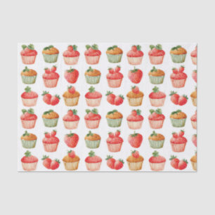 Papel de seda con estampado de magdalenas de fresa