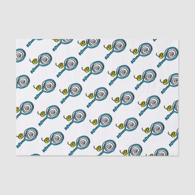 Papel de seda con estampado de raqueta y pelota de (Anverso)