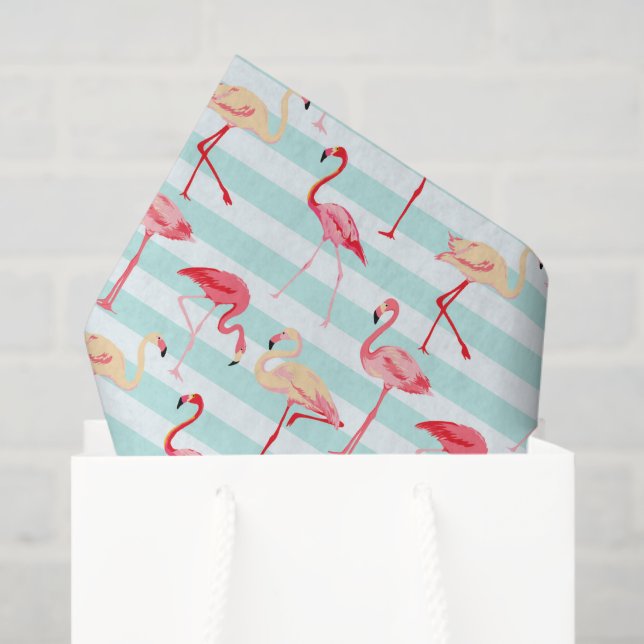 Papel de seda con estampado de rayas de flamenco r (Bolsa de regalo)