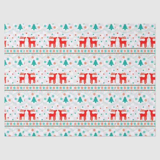 Papel de seda con estampado de renos de Navidad pa (Anverso)