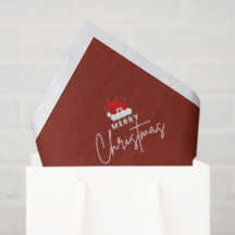 Papel de seda con estampado de Santa y regalos de