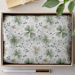 Papel de seda con estampado de trébol en verde sua