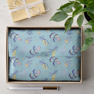 Papel de seda con estampado floral acuático