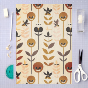 Papel de seda con estampado floral de cráneo de ot