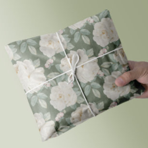 Papel de seda con estampado floral en acuarela