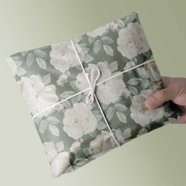 Papel de seda con estampado floral en acuarela (elegant vintage watercolor floral blossoms gift wrapping tissue)