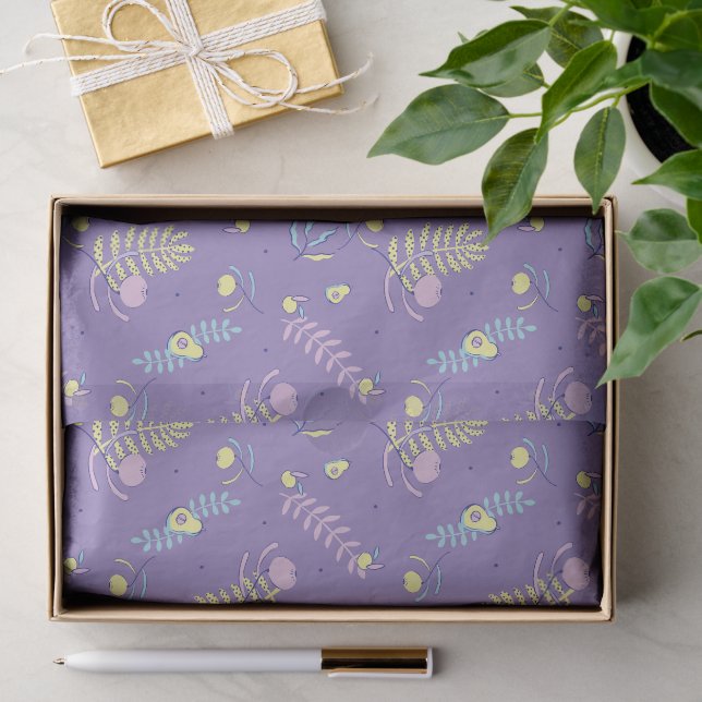 Papel de seda con estampado floral morado (Regalo )