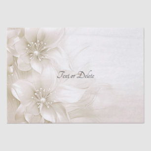 Papel de seda con flores blancas marfil elegantes