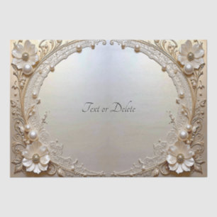 Papel de seda con flores blancas modernas y perlas