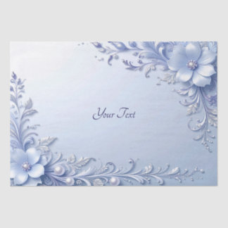 Papel de seda con flores ornamentadas azules y per