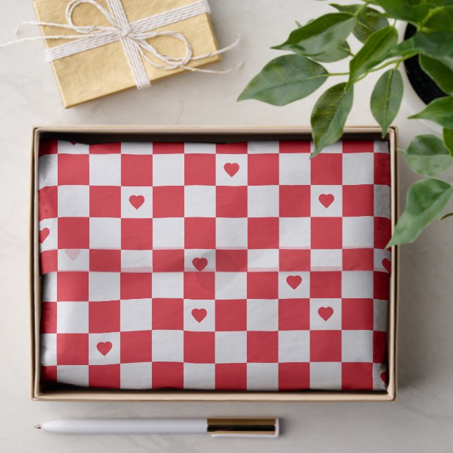 Papel de seda con fondo de patrón de cuadros rojos (Regalo )