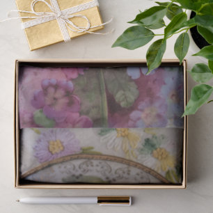 Papel de seda con imagen de porcelana floral