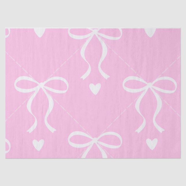 papel de seda con lazo coquette rosa y blanco (Anverso)