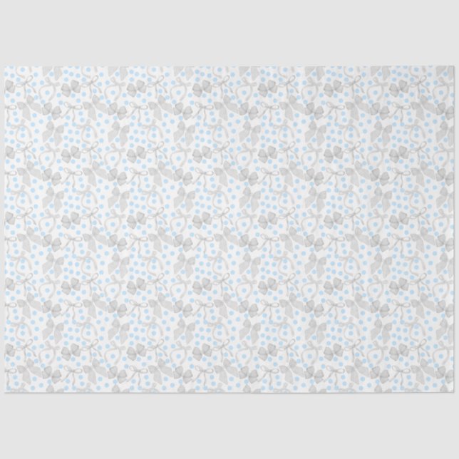 Papel de seda con lazos grises y puntos azules (Anverso)