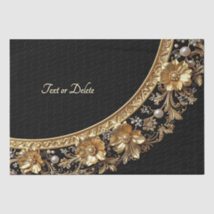 Papel de seda con marco dorado ornamentado