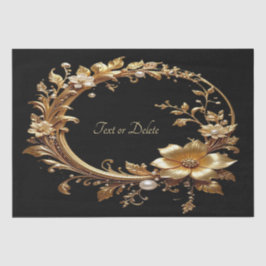 Papel de seda con marco ornamentado floral dorado