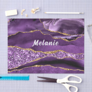 Papel de seda con nombre personalizado purpura dor