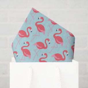 Papel de seda con patrón azul de flamenco rosa
