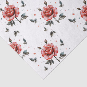 Papel de seda con patrón botánico de rosas en acua
