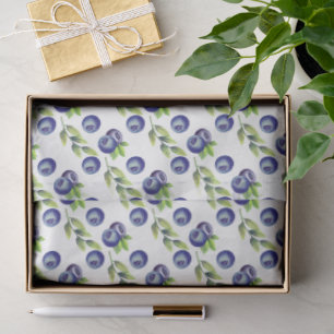 Papel de seda con patrón de arándano azul grande a