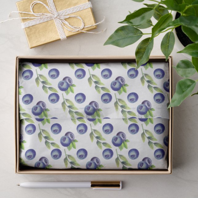 Papel de seda con patrón de arándano azul grande a (Regalo )