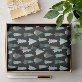 Papel de seda con patrón de árbol de Navidad acuar