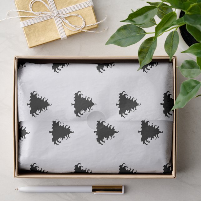 Papel de seda con patrón de árboles de Navidad neg (Regalo )