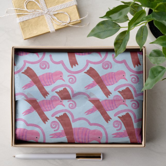 Papel de seda con patrón de aves elegante (Regalo )