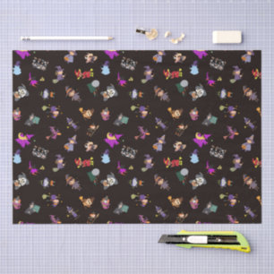 Papel de seda con patrón de brujas de Halloween