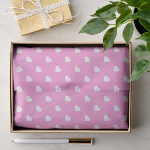 Papel de seda con patrón de corazones rosados y bl